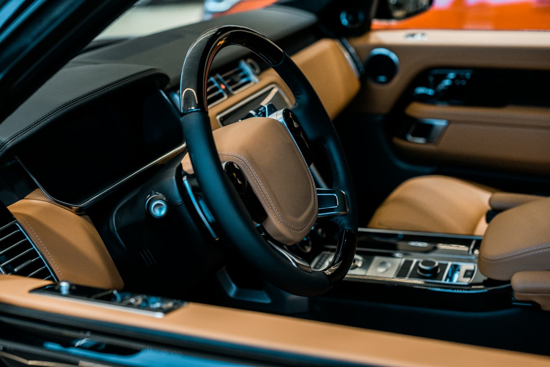 Luxury car interior after leather treatment